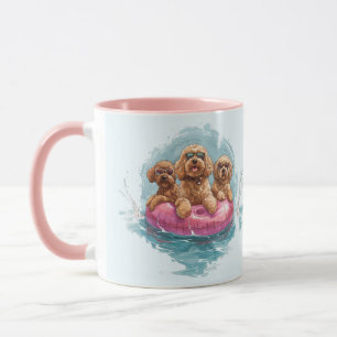 Goldendoodle Dogs Summer Pineapple Pool Float Mok