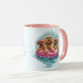 Goldendoodle Dogs Summer Pineapple Pool Float Mok (Voorkant rechts)