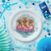 Goldendoodle Dogs Summer Pineapple Pool Float Papieren Bordje (Feest)