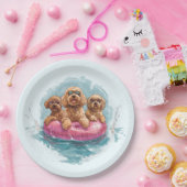 Goldendoodle Dogs Summer Pineapple Pool Float Papieren Bordje (Feest)