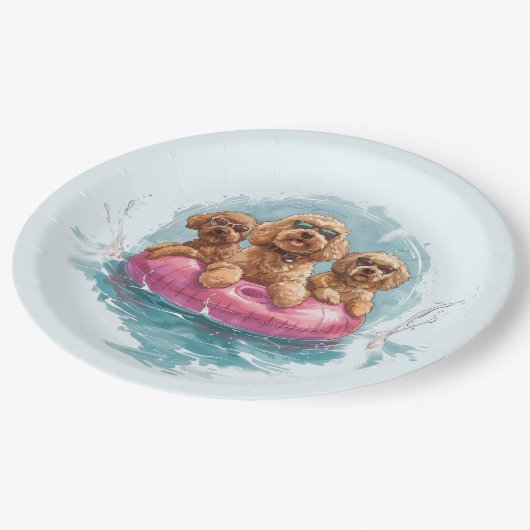 Goldendoodle Dogs Summer Pineapple Pool Float Papieren Bordje (Gekanteld)