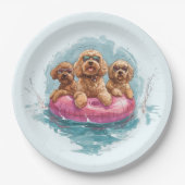 Goldendoodle Dogs Summer Pineapple Pool Float Papieren Bordje (Voorkant)