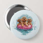 Goldendoodle Dogs Summer Pineapple Pool Float Ronde Button 4,0 Cm (Voorkant /achterkant)