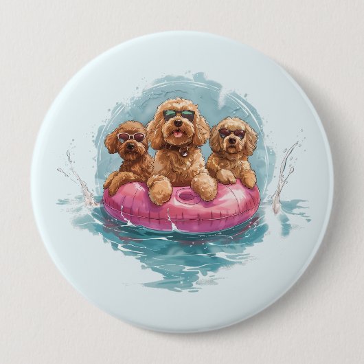 Goldendoodle Dogs Summer Pineapple Pool Float Ronde Button 4,0 Cm (Voorkant)