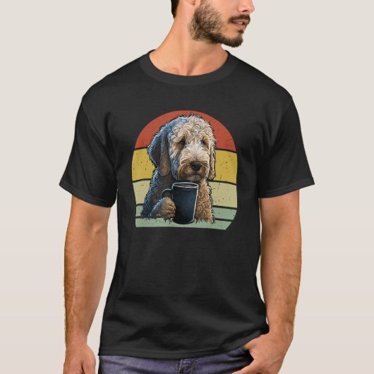 Goldendoodle Drinking Coffee Dog And Coffee T-shirt (Voorkant)