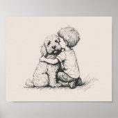 Goldendoodle en jongen poster (Voorkant)