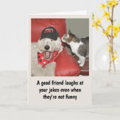 Goldendoodle en kattenvriendschapskaart kaart (Gele Bloem)