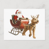 Goldendoodle en Kerstman Kerstvakantie Briefkaart (Voorkant)