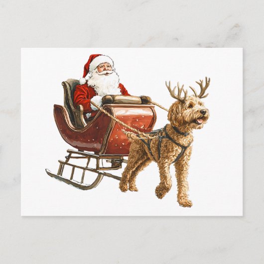 Goldendoodle en Kerstman Kerstvakantie Briefkaart (Voorkant)