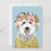 GoldenDoodle Flower Crown Dog Portret Art Kaart (Voorkant)