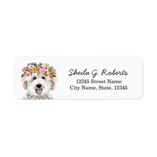 GoldenDoodle Flower Crown Etiket (Voorkant)