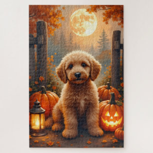 Goldendoodle Gezellige Pompoen Boerderij Halloween Legpuzzel