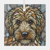 Goldendoodle "Glas in lood" Glas Ornament (Voorkant)