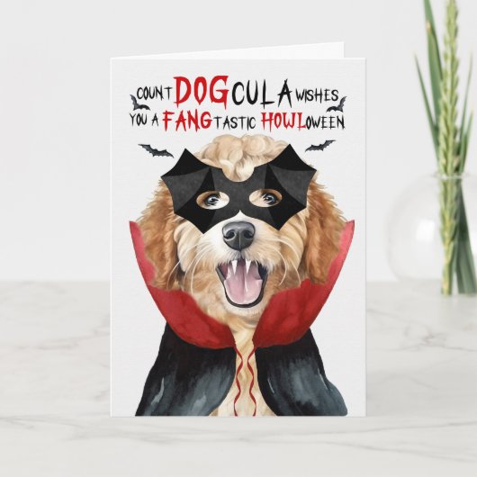 Goldendoodle Grappig Count DOGcula Halloween Feestdagen Kaart (Voorkant)