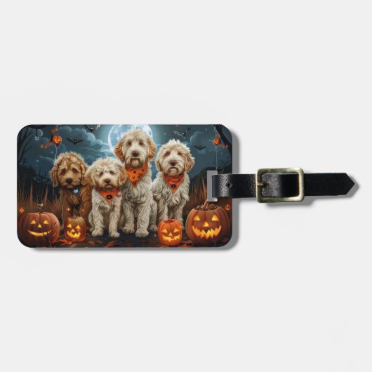 Goldendoodle Halloween Spooky Bagagelabel (Voorkant horizontaal)