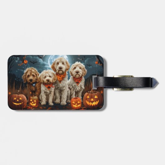 Goldendoodle Halloween Spooky Bagagelabel (Achterkant horizontaal)