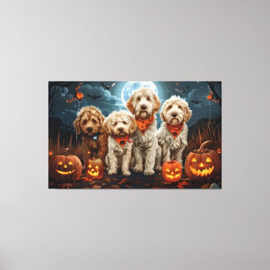 Goldendoodle Halloween Spooky Canvas Afdruk (Voorkant)