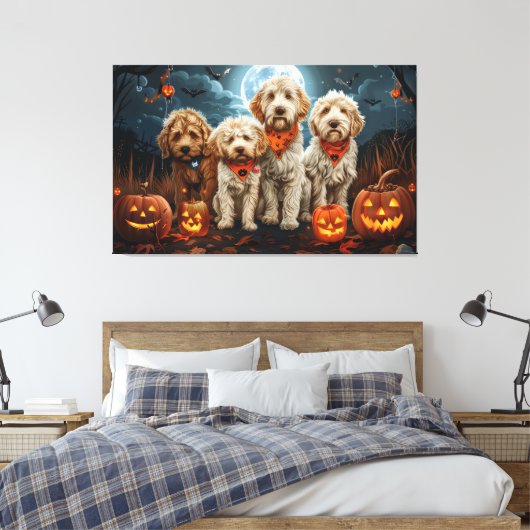 Goldendoodle Halloween Spooky Canvas Afdruk (Insitu (Slaapkamer))