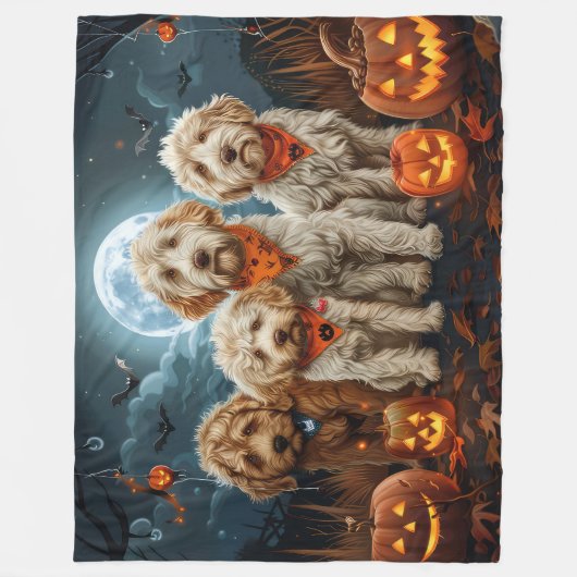 Goldendoodle Halloween Spooky Fleece Deken (Voorkant)