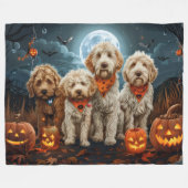 Goldendoodle Halloween Spooky Fleece Deken (Voorkant (Horizontaal))
