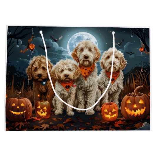 Goldendoodle Halloween Spooky Groot Cadeauzakje (Achterkant)