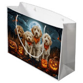 Goldendoodle Halloween Spooky Groot Cadeauzakje (Achterkant Gekanteld)