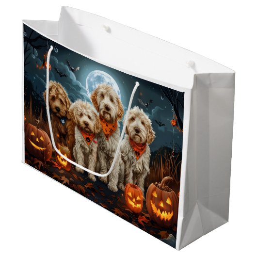 Goldendoodle Halloween Spooky Groot Cadeauzakje (Voorkant Gekanteld)