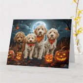 Goldendoodle Halloween Spooky Kaart (Gele Bloem)