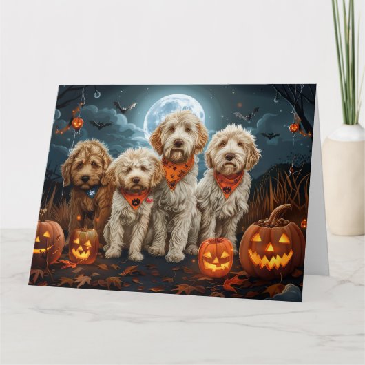 Goldendoodle Halloween Spooky Kaart (Voorkant)