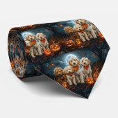Goldendoodle Halloween Spooky Stropdas (Opgerold)