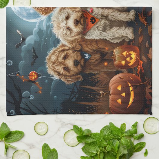 Goldendoodle Halloween Spooky Theedoek (Gevouwen)