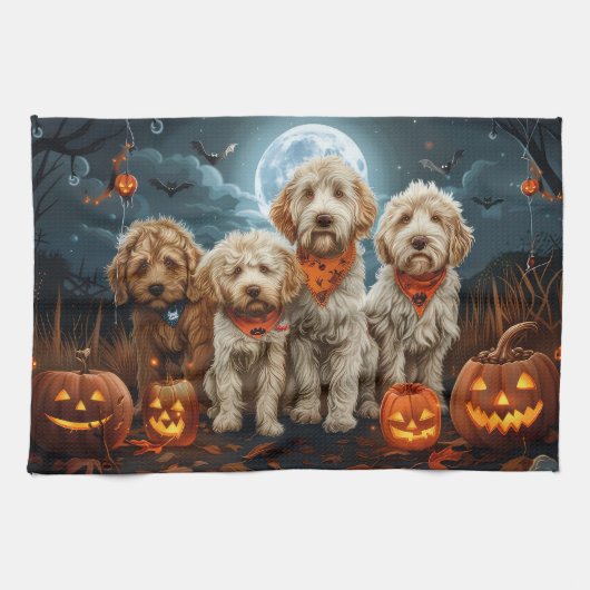 Goldendoodle Halloween Spooky Theedoek (Horizontaal)