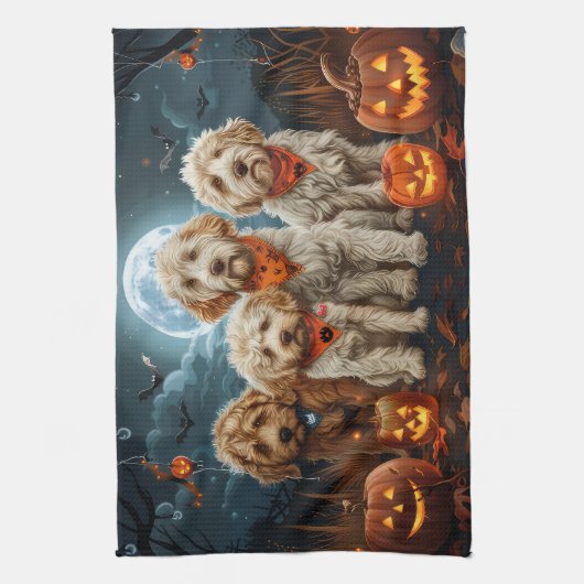 Goldendoodle Halloween Spooky Theedoek (Verticaal)