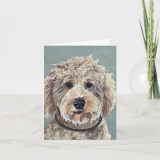 Goldendoodle Handgeschilderd op doek Notitiekaartje (Voorkant)