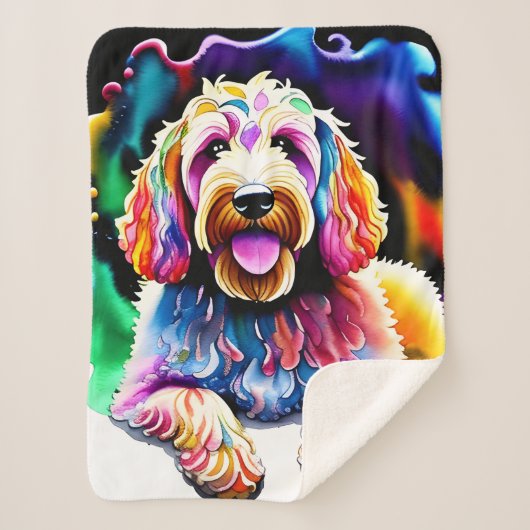 Goldendoodle Happy Dog Collectie Sherpa Deken (Voorkant)