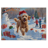 Goldendoodle Hardlopen in de sneeuw met kerst Pet Snijplank (Voorkant)