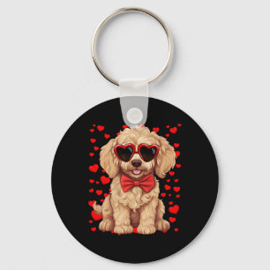 Goldendoodle Hart Zingende Vlinderdas Valentijnsda Sleutelhanger