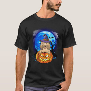 goldendoodle heks maan pompoen enge halloween do t-shirt