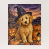Goldendoodle Heksenhoed Pompoen Legpuzzel (Verticaal)