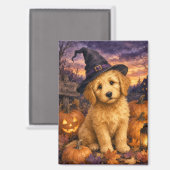 Goldendoodle Heksenhoed Pompoen Magneet (Voorkant / Achterkant)