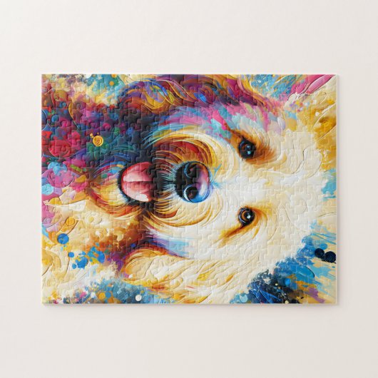 Goldendoodle Hond Acryl Print | Kleurrijk Legpuzzel (Horizontaal)