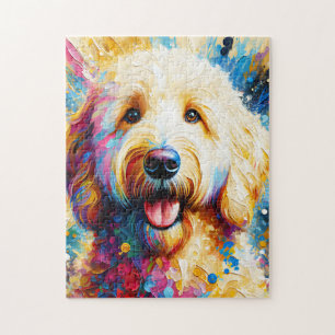 Goldendoodle hond acrylprint   Kleurrijk Legpuzzel