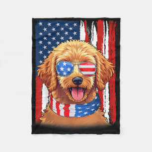 Goldendoodle Hond Amerika Vlag 4 juli Verenigde St Fleece Deken