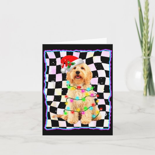 Goldendoodle Hond Boom Kerstmis Kerst Huisdieren H Kaart (Voorkant)