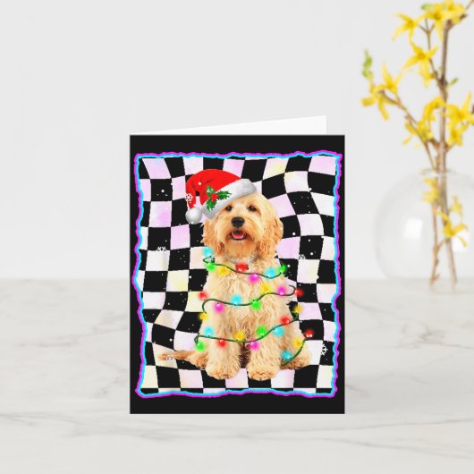 Goldendoodle Hond Boom Kerstmis Kerst Huisdieren H Kaart (Gele Bloem)
