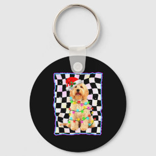 Goldendoodle Hond Boom Kerstmis Kerst Huisdieren H Sleutelhanger