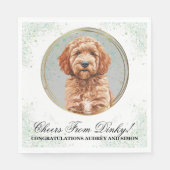 Goldendoodle Hond bruiloft servetten met hond Foto (Voorkant)