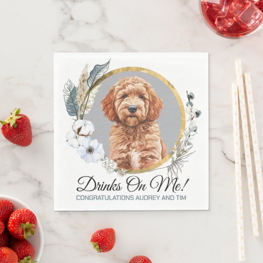 Goldendoodle Hond bruiloft servetten met hond Foto (Insitu)