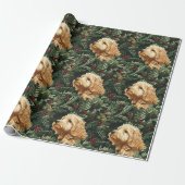 Goldendoodle hond Christmas Pine Cadeaupapier (Uitgerold)