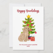 Goldendoodle Hond Familie Kerstmis Feestdagenkaart (Voorkant)